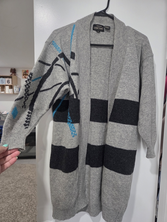 JEANNE PIERRE Sweaters - Jeanne Pierre Open-Front Wool Blend Patterned Women's Sweater Cardigan